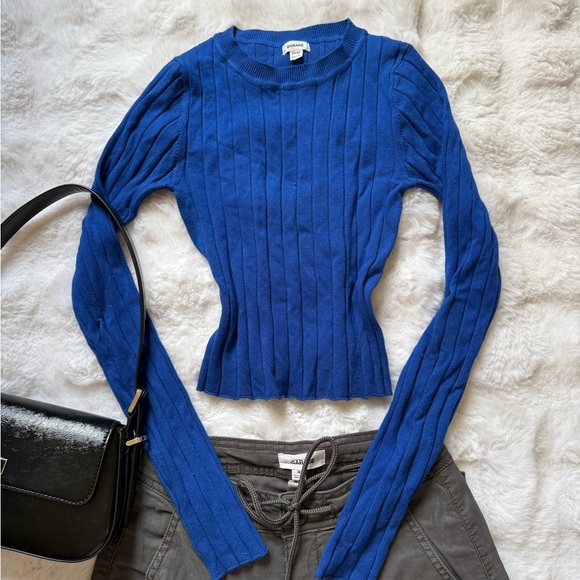 Garage Royal Blue Ribbed Crop Top - Picture 2 of 6